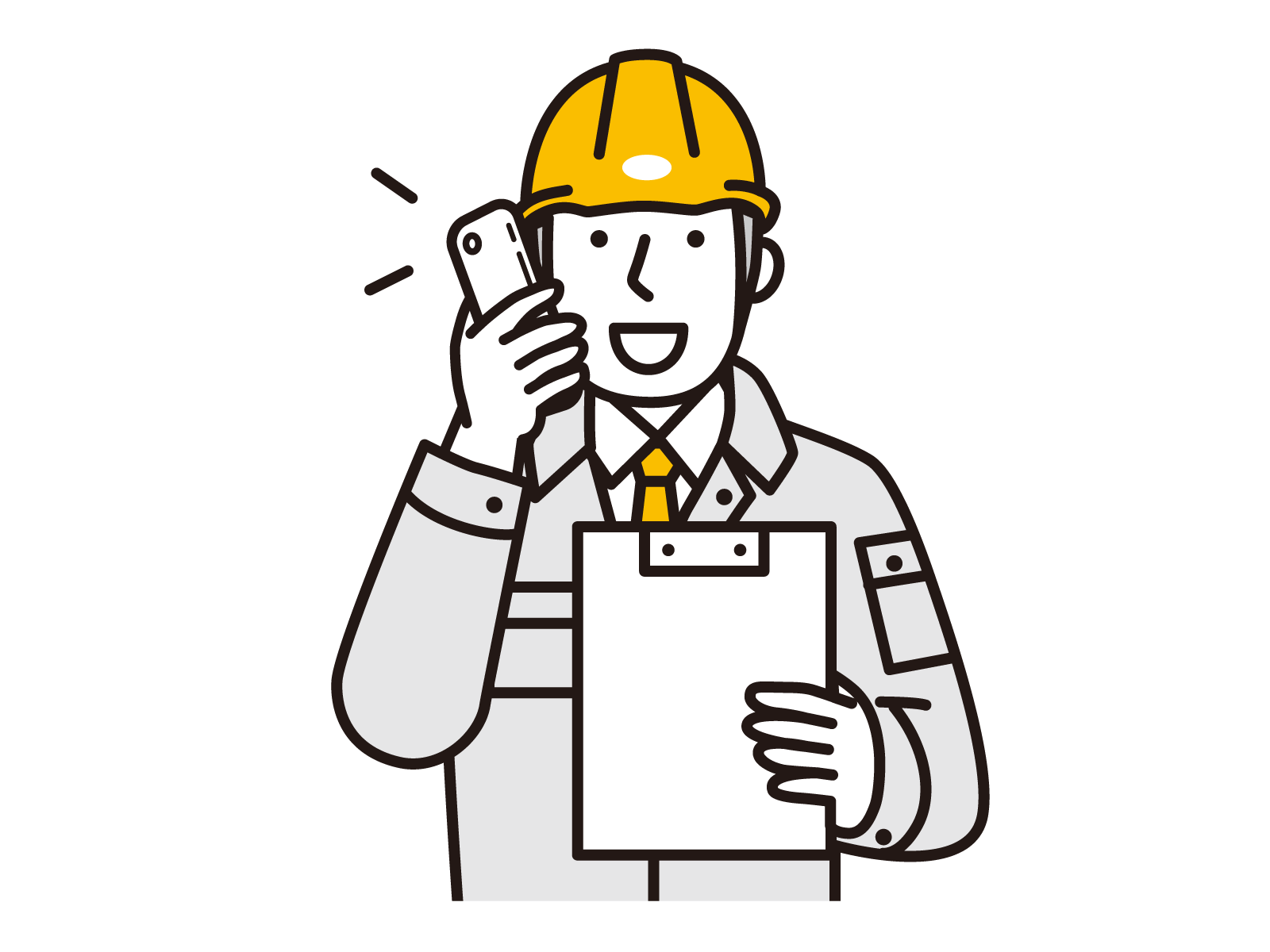 電話で連絡する作業員